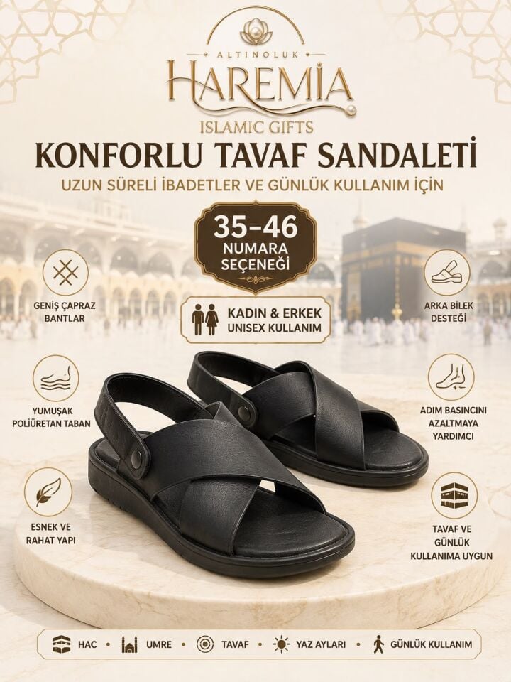 Tavaf Sandaleti 35-46 Numara – Kadın Erkek Unisex Hac Umre Sandaleti