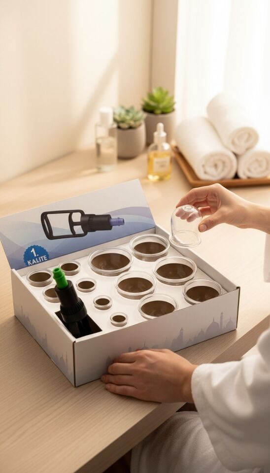 12'li Hacamat Seti Vakum Pompalı | Numaralı Hacamat Kupası Seti | Profesyonel Kupa Terapi Seti