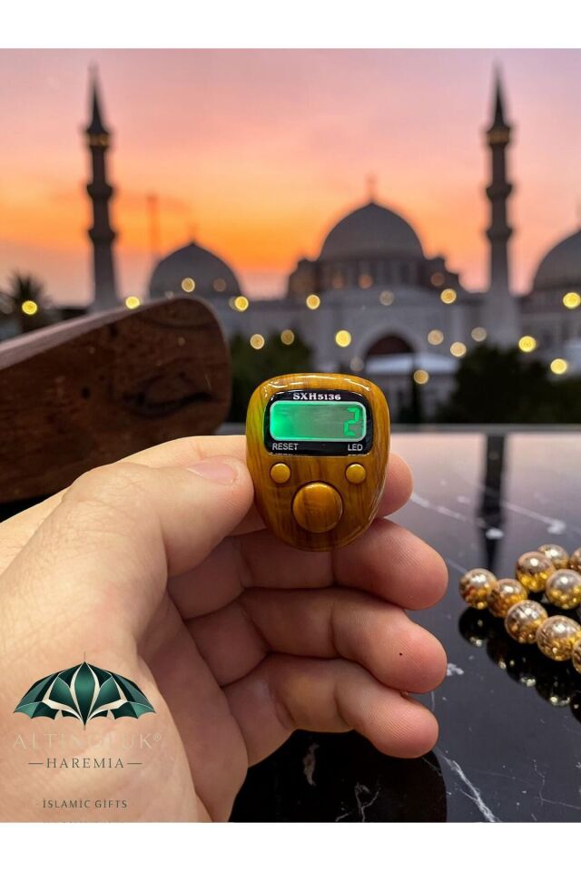 Ahşap Desenli Mini LED’li Yeni Nesil Zikirmatik Dijital Tesbih Sayacı