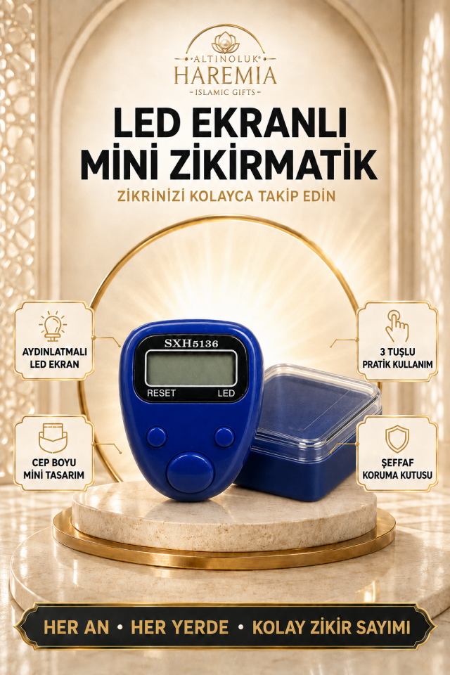 Kutulu Mini Yüzük Model Ledli Zikirmatik | Dijital Zikir Sayacı Hediyelik Zikirmatik