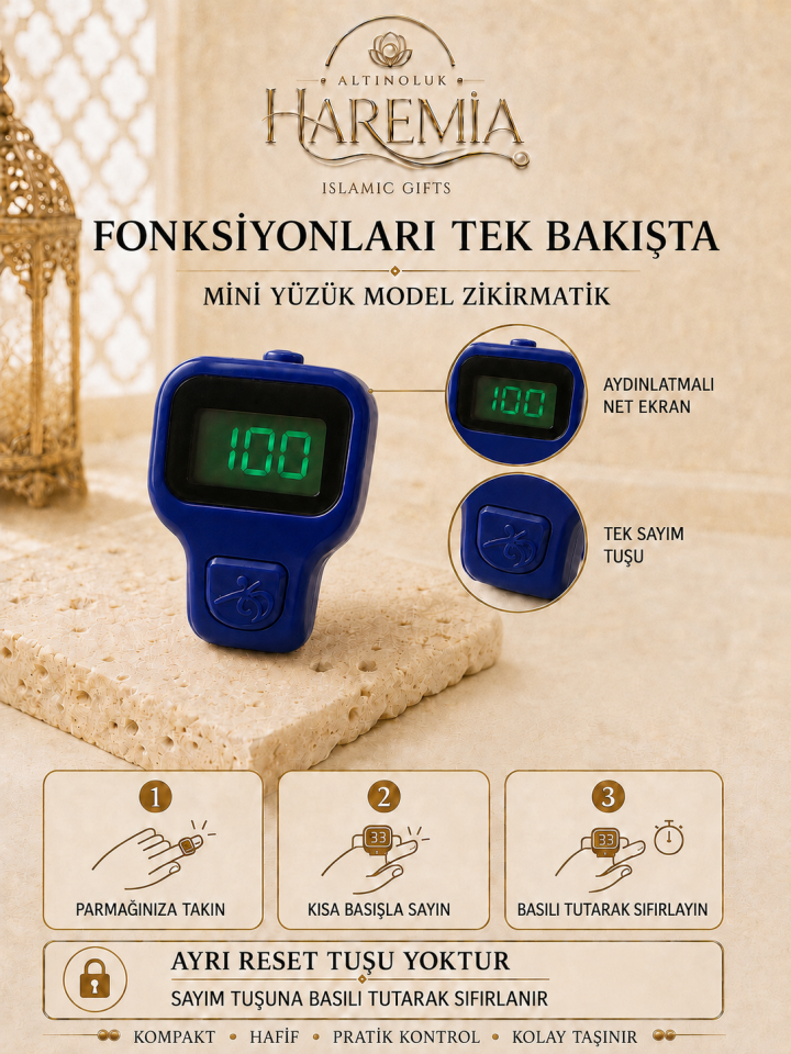 Mini Yüzük Model Zikirmatik | Dijital Zikir Sayacı Parmak Zikirmatik