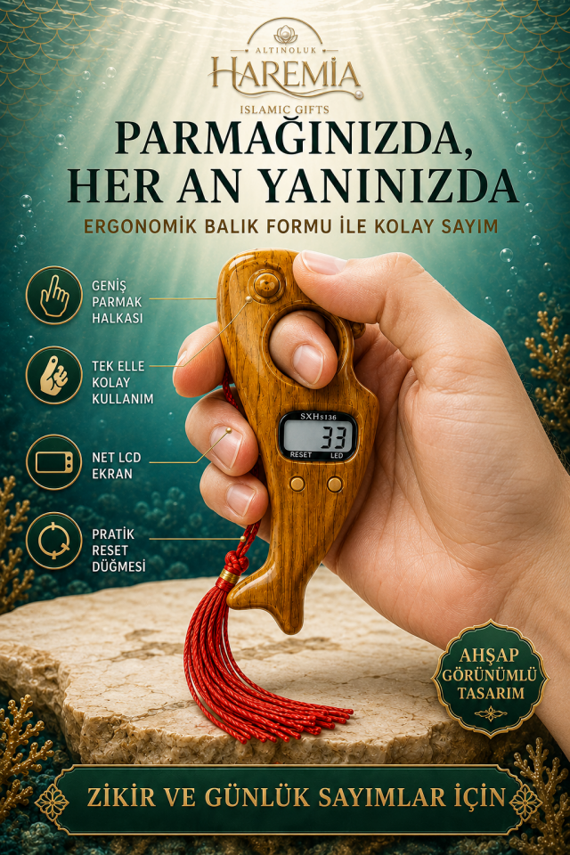 Balık Model Zikirmatik | Işıklı Karışık Renk LED’li Dijital Zikir Sayacı