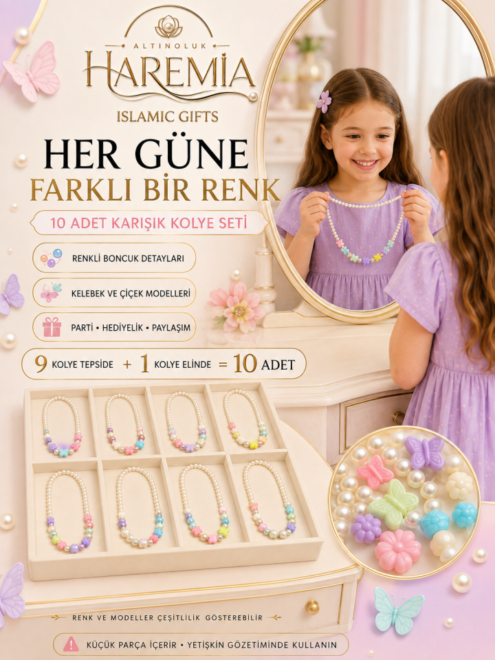 10'lu İnci Görünümlü Çocuk Kolyesi | Hediyelik Çocuk Takı Seti