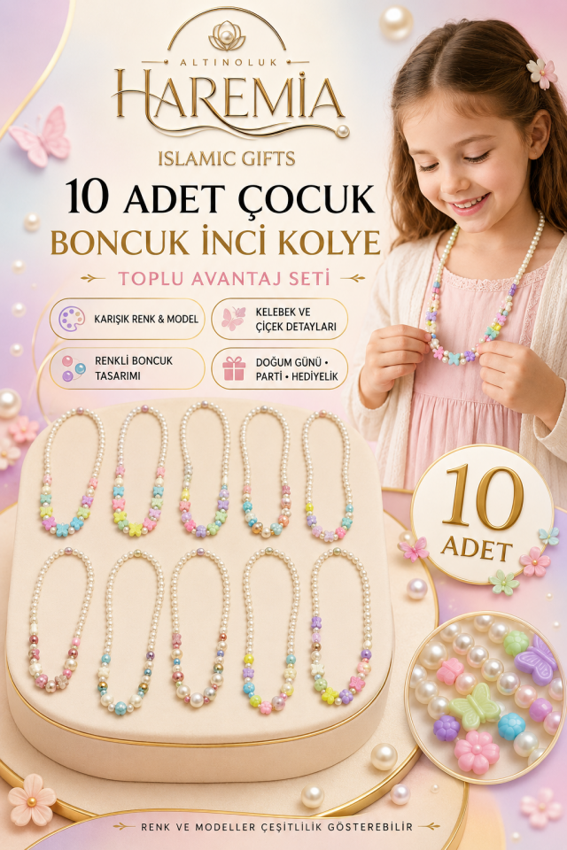 10'lu İnci Görünümlü Çocuk Kolyesi | Hediyelik Çocuk Takı Seti