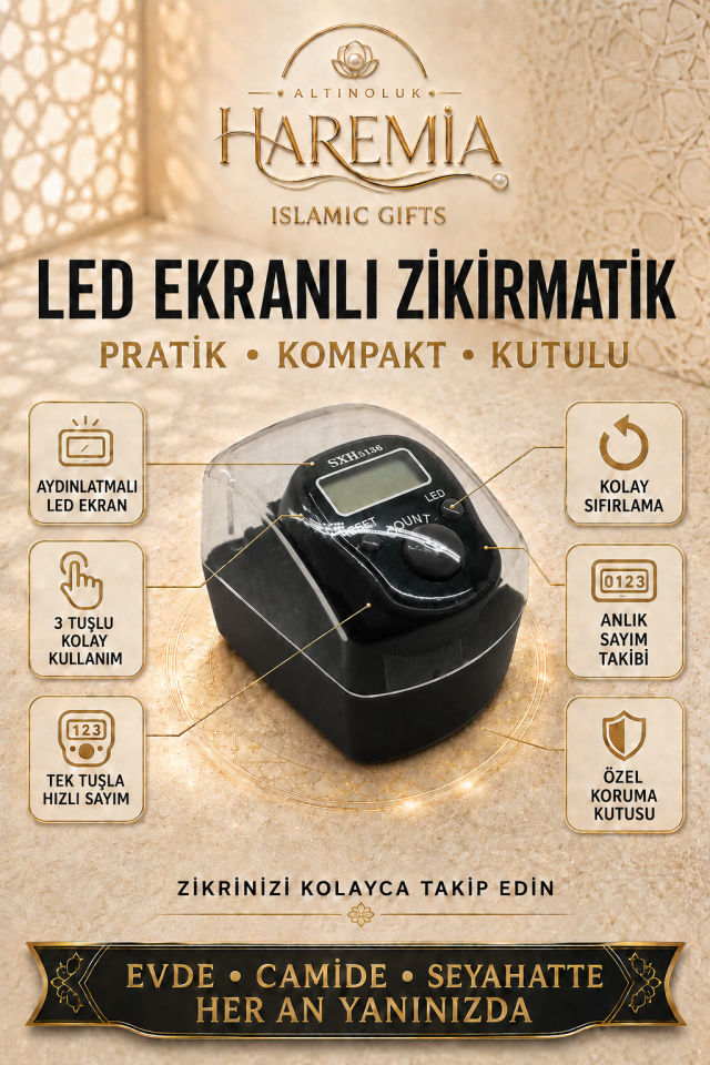 Özel Kutulu Ledli Zikirmatik | Dijital Sayaç Mevlid Kandil Hediyesi