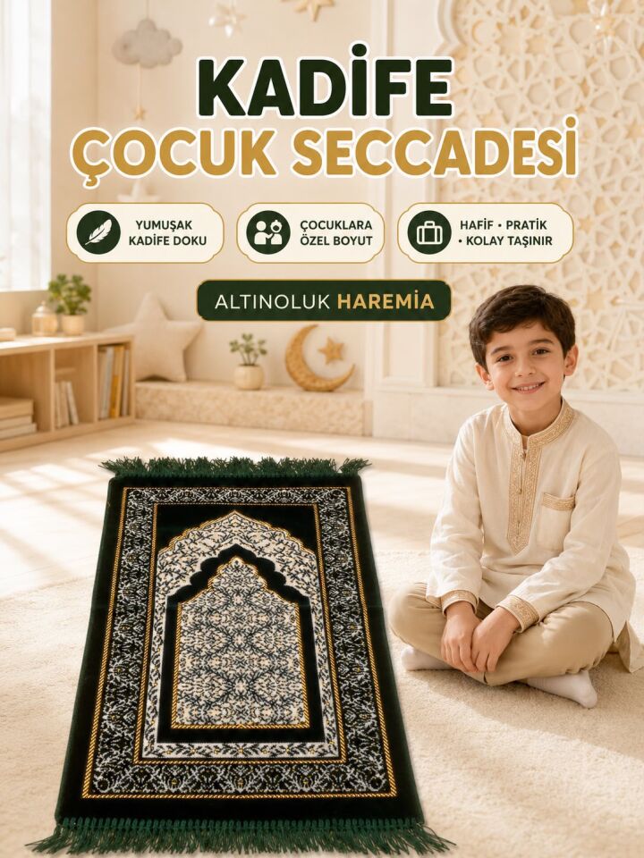 Kadife Çocuk Seccadesi | Yumuşak, Hafif ve Taşınabilir