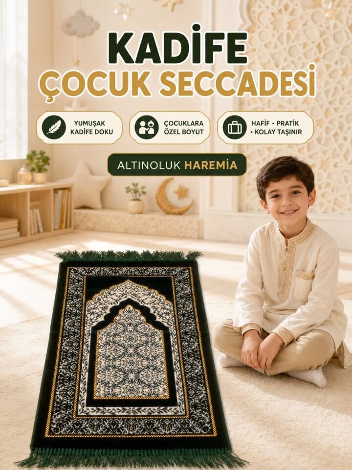 Kadife Çocuk Seccadesi | Yumuşak, Hafif ve Taşınabilir