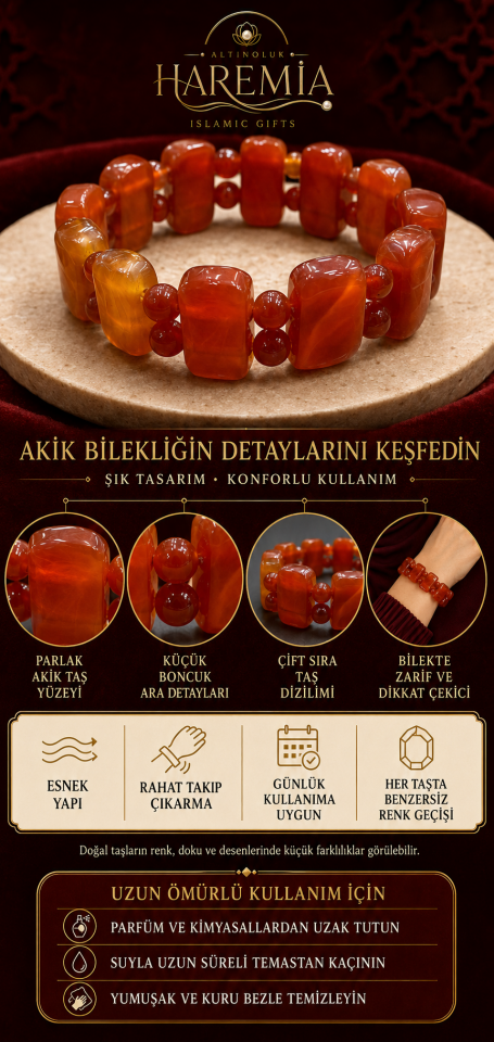 Doğal Akik Taş Bileklik | Şıklık ve Doğallığın Zarif Uyumu