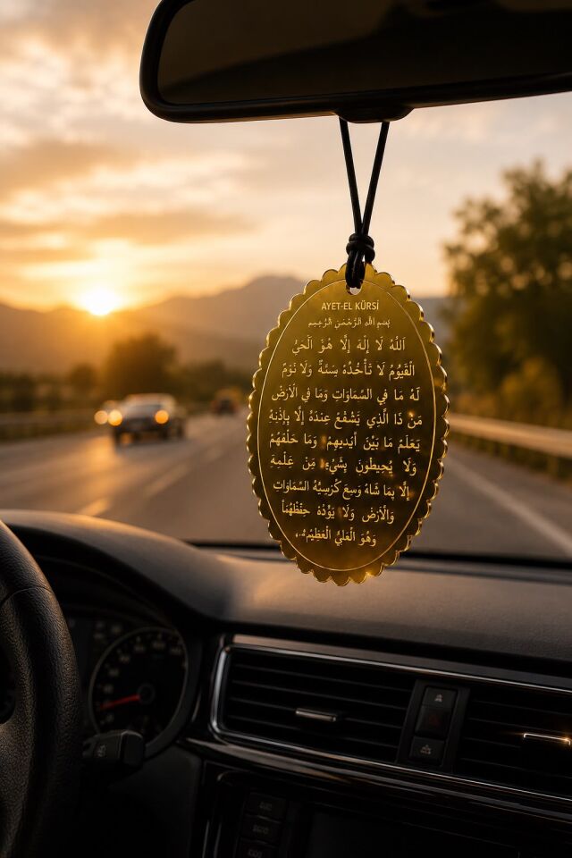 Dua Yazılı Araç Süsü | Gold Pleksi İslami Asma Süs Farklı Dua Seçenekleri