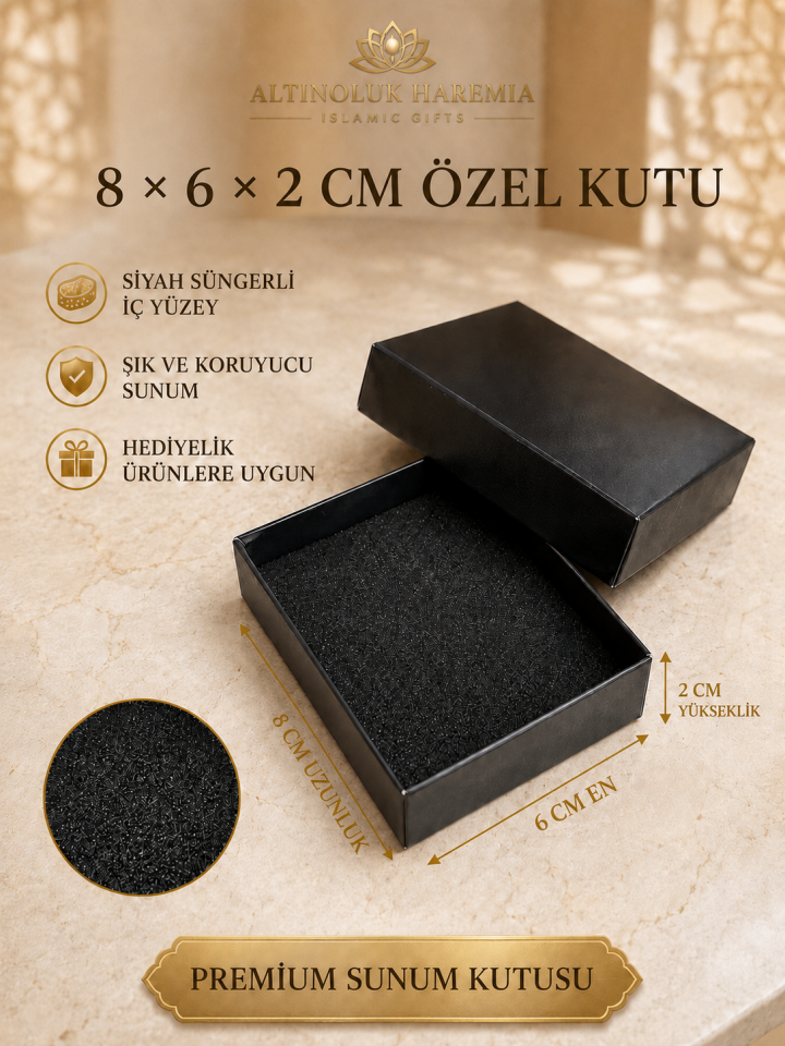 8x6x2 cm Özel Kutu | Siyah Süngerli Hediyelik Premium Sunum Kutusu
