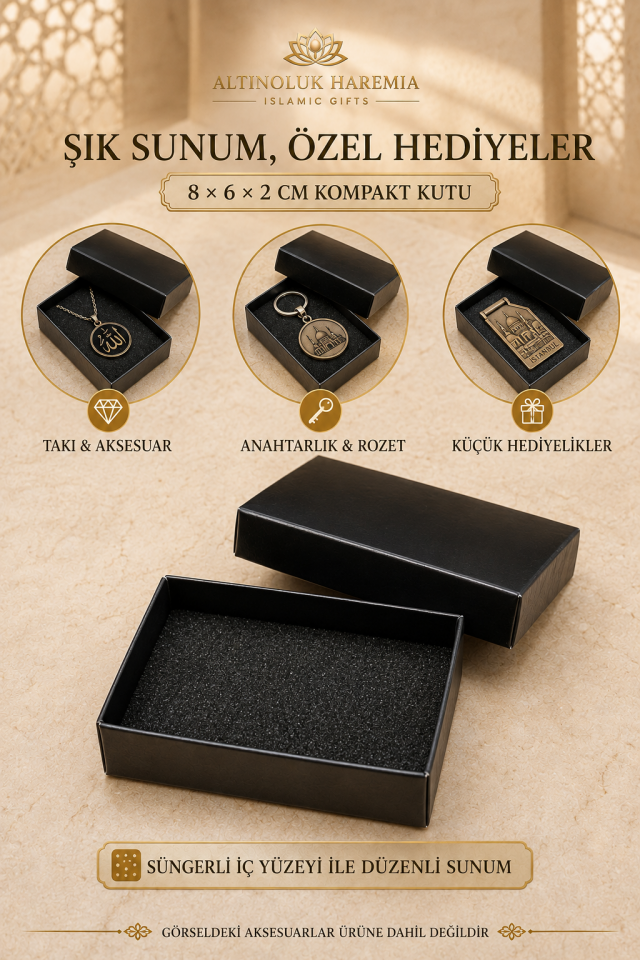 8x6x2 cm Özel Kutu | Siyah Süngerli Hediyelik Premium Sunum Kutusu