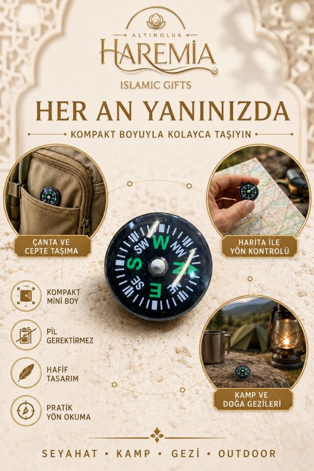 Mini Pusula | 360° Yön Göstergeli Taşınabilir Kamp Seyahat Pusulası