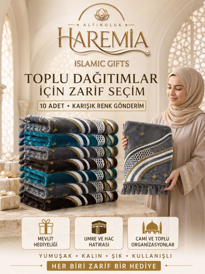 10'lu Lüks Kalın Dokulu Seccade | Karışık Renk Toplu Hediyelik Namaz Seccadesi