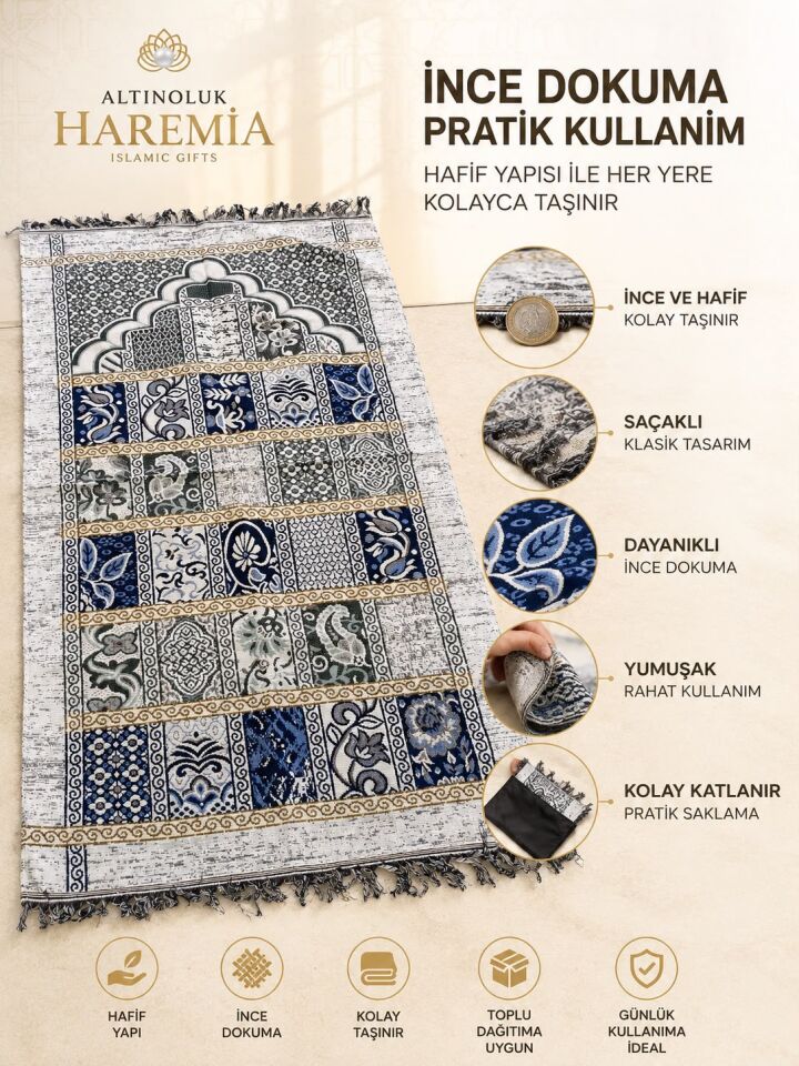 Ekonomik İnce Seccade | Hafif Taşınabilir Toplu Dağıtım Namaz Seccadesi