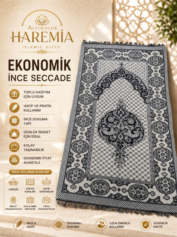 Ekonomik İnce Seccade | Hafif Taşınabilir Toplu Dağıtım Namaz Seccadesi