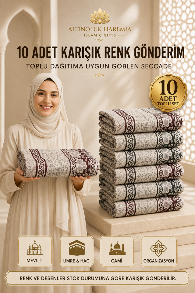 10'lu Ekonomik İnce Seccade | Hafif Karışık Renk Toplu Dağıtım Namaz Seccadesi
