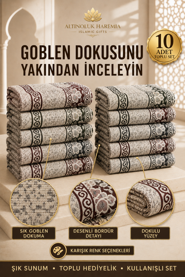 10'lu Ekonomik İnce Seccade | Hafif Karışık Renk Toplu Dağıtım Namaz Seccadesi