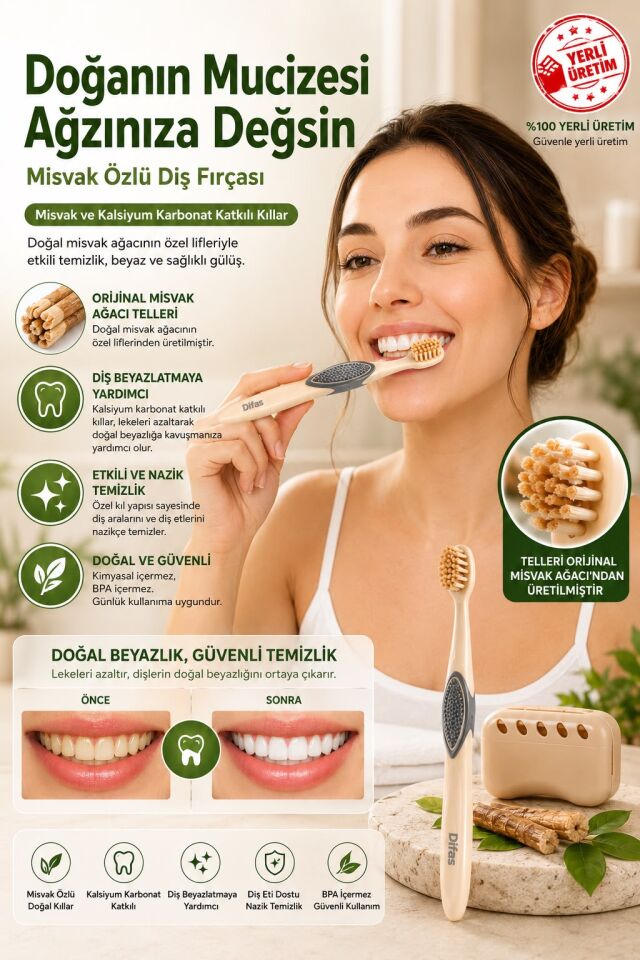 Misvak Özlü Diş Fırçası | Doğal Misvak İçerikli Günlük Ağız Bakım Fırçası
