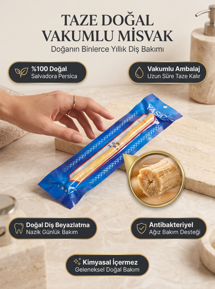 Vakumlu Doğal Misvak | Taze Doğal Ağız Bakım Çubuğu