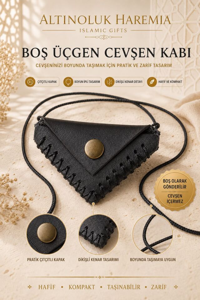 Boş Üçgen Cevşen Kabı | Boyun İpli Çıtçıtlı Taşınabilir Cevşen Kılıfı