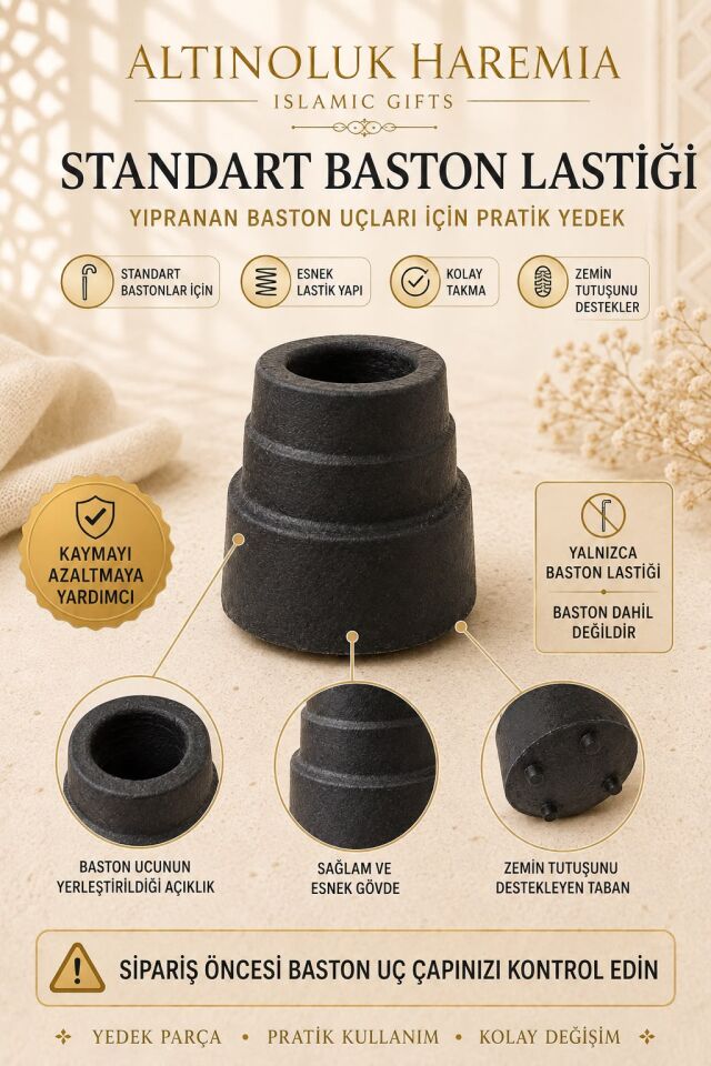 Standart Baston Lastiği Kaymaz Tabanlı Esnek Yedek Baston Ucu