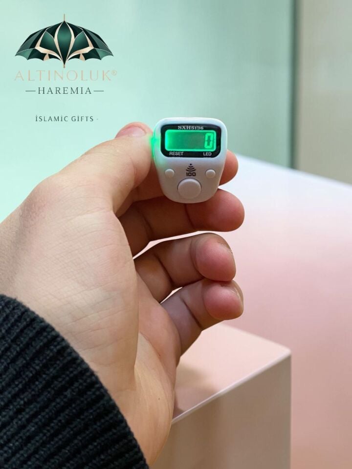 LED'li Mini Yüzük Zikirmatik Her 100'de Uyarı Veren Dijital Zikir Sayacı