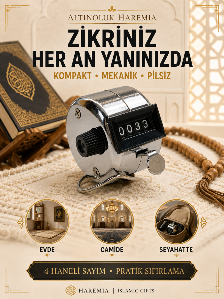 Metal Manuel Zikirmatik 4 Haneli Pilsiz Mekanik Zikir Sayacı Parmak Tipi