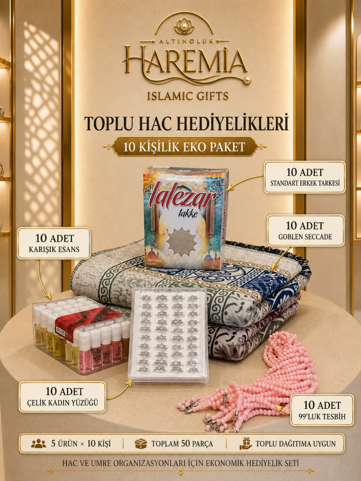 10 Kişilik Hac Hediyelik Paketi Eko Set 50 Parça Toplu Dağıtım