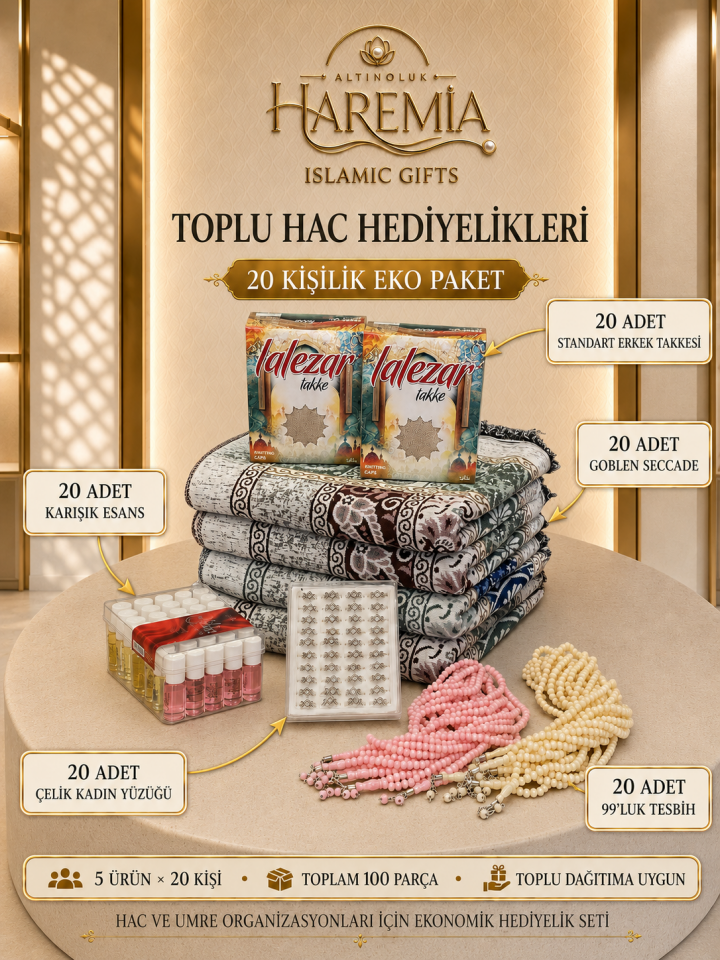 20 Kişilik Hac Hediyelik Paketi Eko Set 100 Parça Toplu Dağıtım