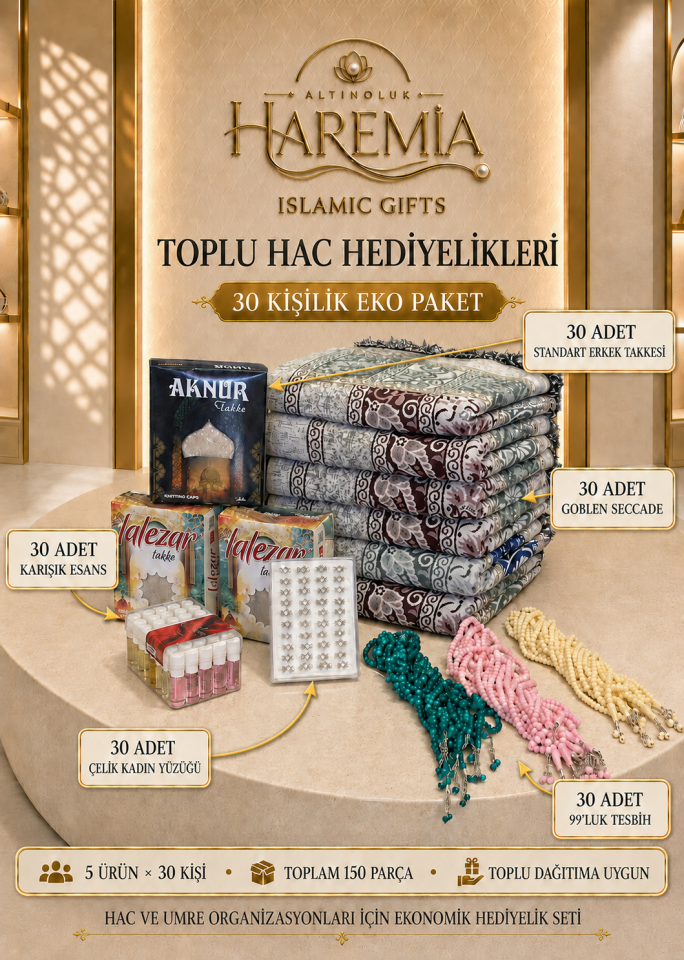 30 Kişilik Hac Hediyelik Paketi Eko Set 150 Parça Toplu Dağıtım