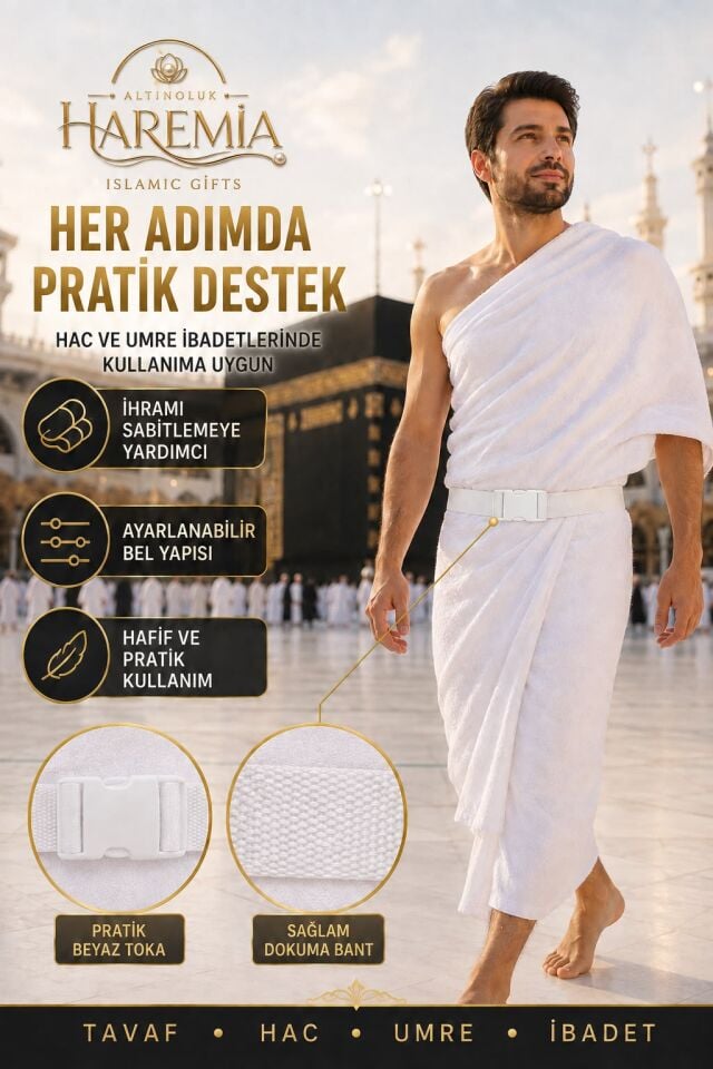 İhram Kemeri – Ayarlanabilir Dokuma Bantlı Pratik Tokalı Hac Umre Kemeri