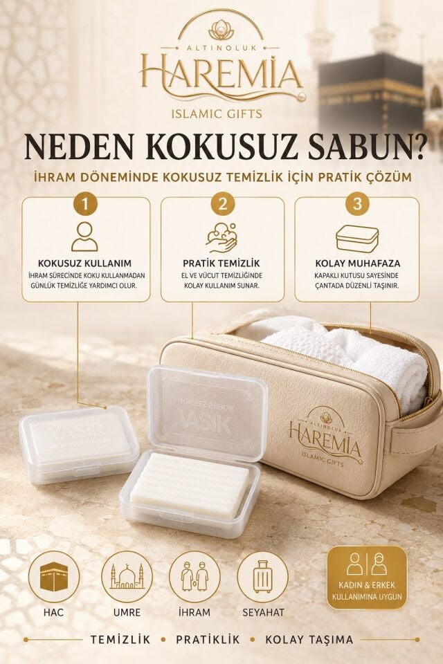 Yasir Kokusuz Sabun – Kapaklı Kutulu Hac Umre ve İhram Sabunu