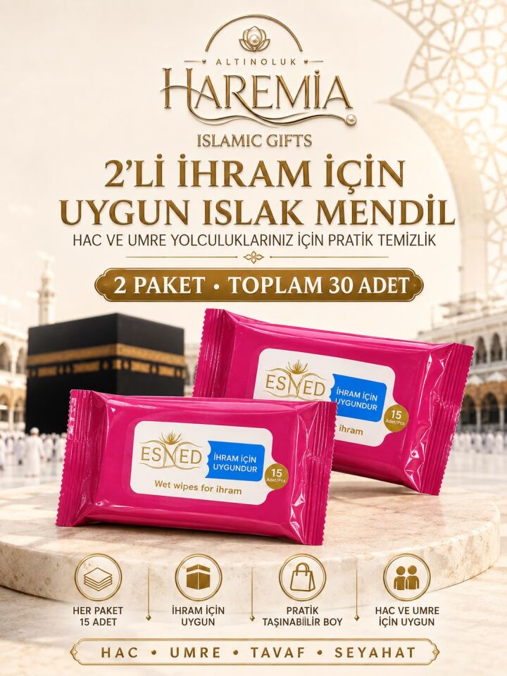 Esved İhram Islak Mendili 2 Paket 30 Adet – Hac Umre ve Tavaf İçin