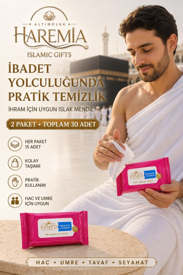 Esved İhram Islak Mendili 2 Paket 30 Adet – Hac Umre ve Tavaf İçin
